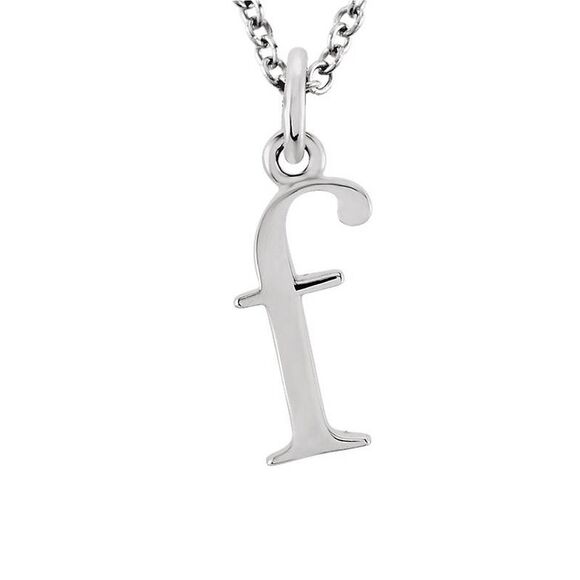 The Abbey Lower Case Initial 'f' Necklace in 14k White Gold, 16 Inch - Picture 1 of 4
